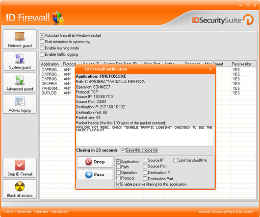 Click to view ID Firewall 1.2 screenshot